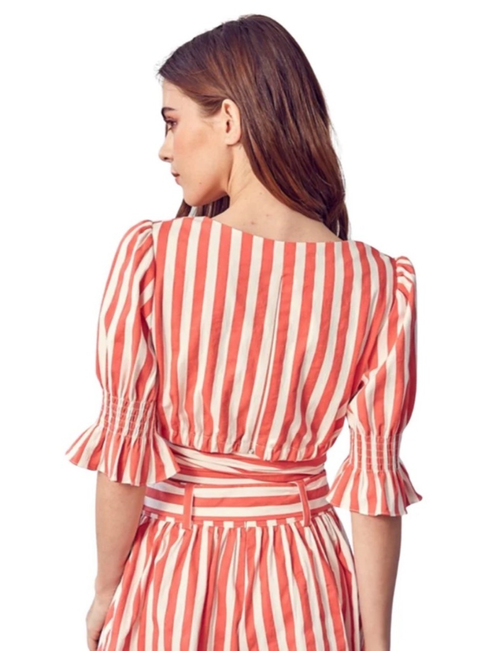 DO+BE red & White Stripe Tie-Front Crop Top small - Picture 2 of 7